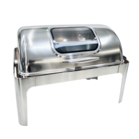 Ensemble de réchauds de luxe à couvercle roulant, chauffe-plats commerciaux en acier inoxydable pour buffet avec supports à combustible, équipement de restauration