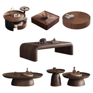 طقم طاولات قهوة فاخر وعصري لغرفة المعيشة بتصميم منحني من الخشب وأرجل من الفولاذ المقاوم للصدأ على الطراز الاسكندنافي - Product Image 6