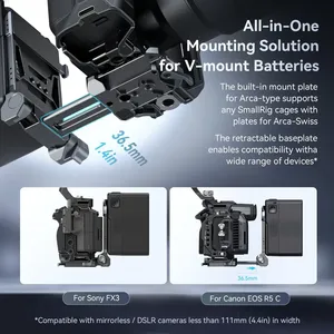 แผ่นยึดแบตเตอรี่แบบ V-Mount รุ่น 4505 สำหรับ /GH6/<span class=keywords><strong>GH5</strong></span>/<span class=keywords><strong>LUMIX</strong></span> DSLR พร้อมขาตั้งกล้องแบบพับได้ มีรูเกลียวขนาด 1/4"-20 และ 3/8"-16 - Product Image 2