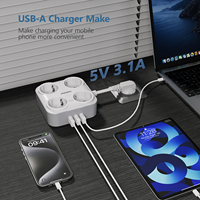 Multiprise murale de haute qualité 16A avec 4 prises AC et 3 ports USB-A, prise EU, PD20W, 90-265V