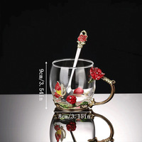 Cadeau pour la Saint-Valentin, tasse à café en verre émaillé avec poignée en forme de rose, tasse à thé en verre pour la Saint-Valentin, la fête des mères