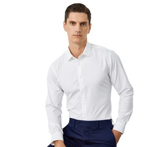 Camisa de vestir informal de negocios DP Spring para <span class=keywords><strong>hombre</strong></span>, sin planchado, de algodón peinado, para el trabajo y el día a día, estilo <span class=keywords><strong>joven</strong></span> - Product Image 2