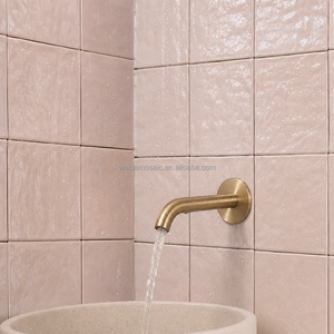 Carreaux muraux en céramique émaillée <span class=keywords><strong>rose</strong></span> pastel, aspect <span class=keywords><strong>Zellige</strong></span> artisanal, carreaux muraux en céramique émaillée brillante effet vague pour salle de bain et douche - Product Image 2