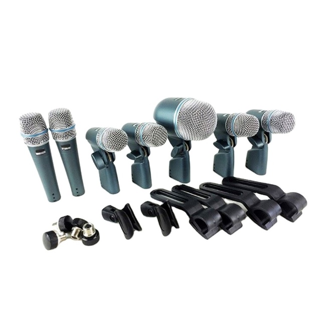 Professional 7 Piece Drum Kit Musical Instrument Microphone for Bass Saxophone Erhu Violin Cello Guitar Amp Toms Snare Mic Set