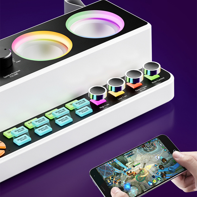 X5 Wireless Mic Live Sound Card with Speaker Live Sound Mixer/ Voice Changer/Audio Mixer for Streaming/Gaming /Singing Tiktok
