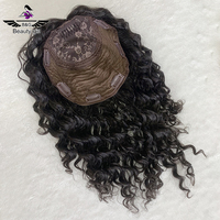 Paling Laris Rambut Palsu Wanita Eropa Ukuran 6X7 Inci Rambut Palsu Keriting Alami Atas Sutra untuk Wanita Rambut Manusia