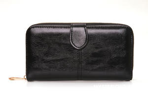 Yeni kadın yağ mumu deri cüzdan kadın cüzdanlar büyük kapasiteli tokalı fermuarlı çanta bayanlar uzun bileklik debriyaj sikke kart sahipleri - Product Image 3