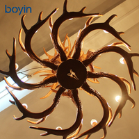 Lustre Rétro en Forme de Bois de Cerf, Suspension Vintage, Lampe Décorative pour Salon, Bar, Café, Maison, Décoration Intérieure Campagne