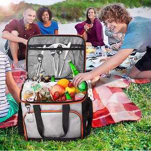 Sac de pique-nique extérieur personnalisé avec logo, grand format, en tissu Oxford imperméable, sac isotherme épais pliable pour voiture - Product Image 6