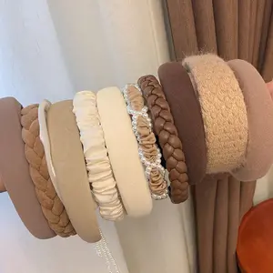 Cffee Kleur Serie Hoofdband Mode Spons Hoofdband Top Haarspeld Meisje Twist Parel Hoofdband Japanse En Koreaanse Haaraccessoires