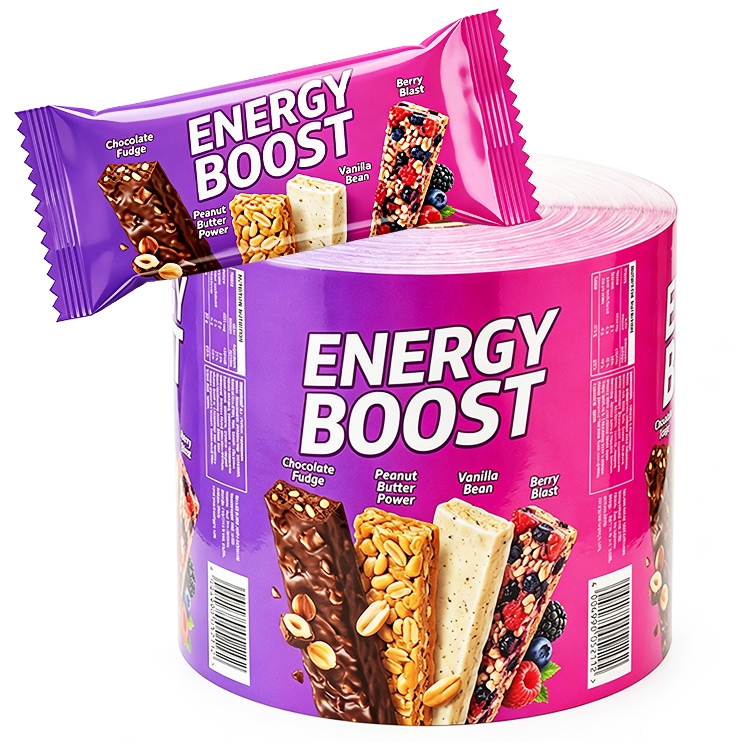 Custom Printed Soft Food Grade Glossy Plastic Laminated Sachet Packing Film Roll For Snack