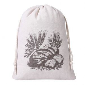Custom Eco-friendly Recyclable Reusable Food Grade TPU Lining <b>Drawstring</b> Cotton Linen Bread <b>Bag</b> with Custom Logo - Product Image 6