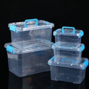 Caja de almacenamiento rectangular de plástico PP de Yiwu, 20x15x10.5 cm, transparente, con asa, para alimentos, juguetes, cosméticos, refrigerios, organización de escritorio. - Product Image 2