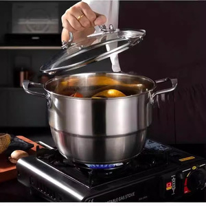 หม้อซุปสแตนเลส 22 ซม. 24 ซม. 26 ซม. ใช้กับเตาแม่เหล็กไฟฟ้าได้ หม้ออเนกประสงค์ เหมาะสำหรับเป็นของขวัญ - Product Image 1