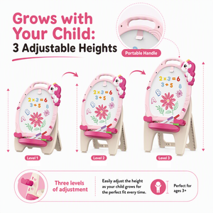 <span class=keywords><strong>Pizarra</strong></span> Magnética de Doble Cara con Diseño de Unicornio Rosa, Ajustable en Altura, para Niños Pequeños, <span class=keywords><strong>Pizarra</strong></span> Blanca, Juguete Educativo STEM - Product Image 3
