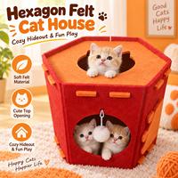 Maison pour chat en feutre hexagonal, interactive, pour intérieur, avec boule suspendue, lit de jeu pour chat, couleur personnalisée, vente en gros OEM