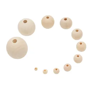 100pcs Natural Ball Round 20mm Eco-Friendly Natural Color Wood Beads Lead-Free Wooden Beads