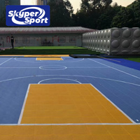 Dalles de sol professionnelles pour terrains de basketball extérieurs, haute absorption des chocs, revêtement sportif en PP emboîtable, 16 mm, double couche, grille croisée