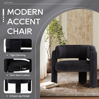 Fauteuils d'appoint de salon modernes noirs Fauteuils à bras latéraux rembourrés confortables à 3 pieds pour la lecture Chambre à coucher