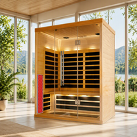 Sauna de loisirs SS-300 pour 3 personnes, sauna sec commercial en bois massif cèdre rouge/cèdre rouge, infrarouge lointain, fenêtres en transom, commande numérique, 6KW