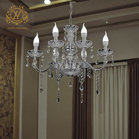 Lustre Rétro Européen à 6/8 Têtes, Suspension en Acrylique Transparent, Idéal pour Décoration de Plafond de Mariage