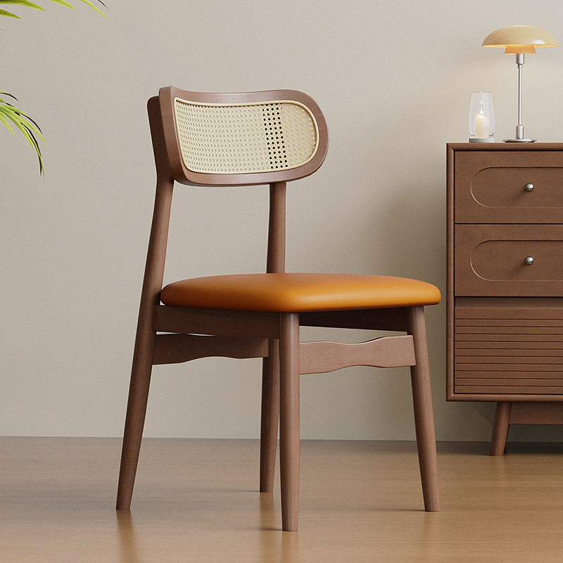 Cadre en noyer et cuir orange - installation facile.