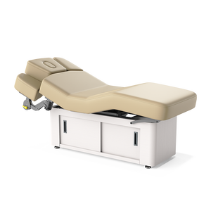 Martini-Salon Luxuriöse Verstellbare Holzrahmen-Kosmetikliege für Körper-Spa, Gesichtsbehandlungen und Massagen mit Aufbewahrungsschrank - Product Image 2