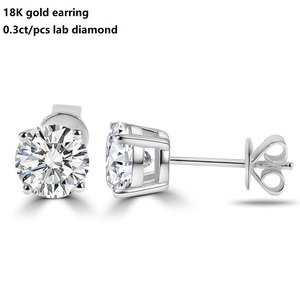 ต่างหูเพชรแบบฝังในวงแหวนทองคำ 18K ของ Starsgem น้ำหนัก 0.3 กะรัต~0.36 กะรัตต่อชิ้น เพชรเม็ดเดี่ยว ใบรับรอง IGI ต่างหูทองคำขาว - Product Image 1