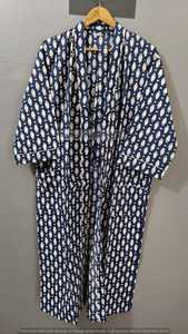 Bata Kimono de Algodón 100% para Mujer con Estampado de Bloques y Peces, Estilo Boho, Ideal para Festivales y Descanso - Product Image 2