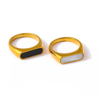 2023 Französische Chic-Mode Ringe für Frauen Roségold Plattiert Geometrisch Emaille Echter Edelstahl Großhandel Schmuck