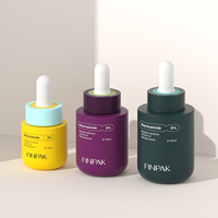 Botella de Vidrio Redonda y Corta de 15ml, 30ml, 50ml con Gotero, Frasco Vacío para Suero y Aceite Esencial, Impresión de Color Personalizada, Envase Cosmético