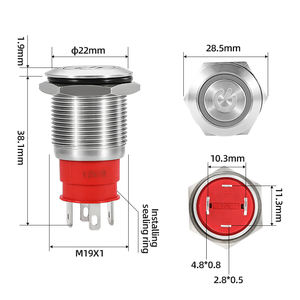 316สวิตช์ปุ่มกดโลหะ24V 19มม. พร้อมสายเชื่อม<span class=keywords><strong>ต่อ</strong></span> - Product Image 4