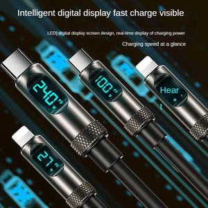 Câble de données 5A à affichage numérique intelligent 240W 2m Silicone Dual TC <span class=keywords><strong>Charge</strong></span> super rapide pour Android et IOS 1615 CÂBLE TYPE-C - Product Image 4
