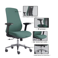 Chaises de bureau ergonomiques en maille verte colorée avec roulettes pour studio d'enregistrement et bureau à domicile, design 2025