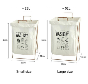 Panier à linge sale avec cadre en fer Grand panier à linge pliable Panier de rangement en tissu coton et lin - Product Image 3