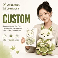 Mascotte en peluche Matcha Tea Fox, jouet en peluche personnalisé, animal en peluche, mascotte, fabricant OEM ODM, cadeau promotionnel