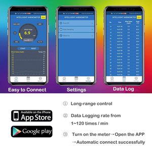 BT-100APP เครื่องวัดความเร็วลมแบบดิจิตอลไร้สาย เครื่องวัดความเร็วลม อุณหภูมิ ความเร็วลม เครื่องวัดความเร็วลมแบบดิจิตอล BT-100APP หน่วยกิโลเมตรต่อชั่วโมง - Product Image 5