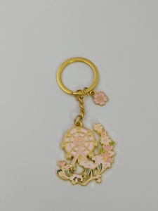 Lindo llavero de rueda de la fortuna con diseño de flor de cerezo, de aleación de zinc y esmalte suave, amuleto de recuerdo - Product Image 1