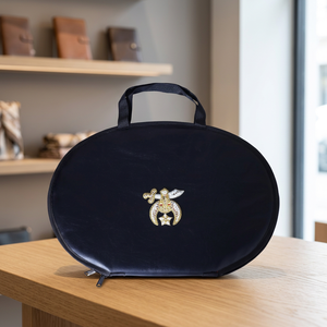 Étui en cuir pour collier maçonnique Shriner, pochette ovale de transport, sac de rangement rembourré souple avec fermeture éclair et logo fait main pour adultes - Product Image 3