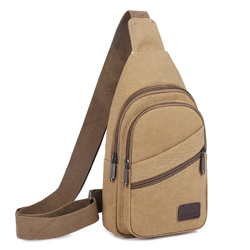 OEM ODM Fashion Canvas Single Shoulder Bag Customized Multi-pocket Travel sling Backpack men durable sling chest bag for sport