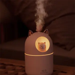 Lampe de nuit pour chat 300ml humidificateur d'air électrique diffuseur d'huile aromatique vaporisateur de brume fraîche avec veilleuse colorée maison voiture chambre de bébé