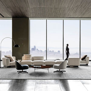 Sofá Seccional en Forma de L de Cuero Genuino Minimalista Italiano Moderno con Patas de Metal - Diseño Ecológico - Product Image 3