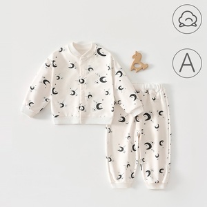 Ensemble de vêtements pour bébés garçons Guai automne-hiver, motif lune, veste en coton, pantalon, tenue décontractée pour tout-petits, 2 pièces, RST - Product Image 3