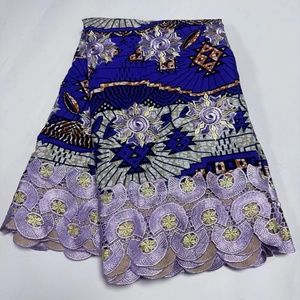 Wax African Cotton Fabric With <strong>Embroidery</strong> Laces African With <strong>Embroidery</strong> Lace <strong>Material</strong> Sewing French Lace Fabric for Dress - Product Image 4
