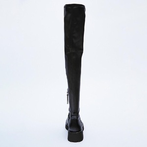Bottes de luxe pour femme, style long, couleur noire, talon épais, imperméables, hauteur genou, bottes hautes pour l'automne - Product Image 2