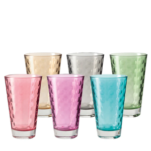 Ensemble de verres à boire modernes Leonardo Optic, 6 pièces, 300 ml, finition martelée colorée, pour les fêtes - Product Image 1