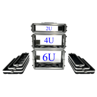 Boîtier de transport léger en plastique ABS rigide OEM 6U pour montage en rack, pour le stockage d'un amplificateur 8'' avec sac en filet zippé simple