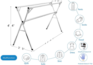 2022 support en acier inoxydable cintre support TK sèche-<span class=keywords><strong>linge</strong></span> pliable pour un usage domestique pour salle de bain salon facile debout - Product Image 3