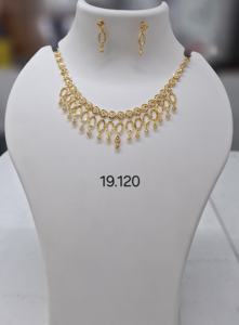 Luxury 22K <b>Gold</b> Statement <b>Necklace</b> <b>Set</b> with Dangling Oval Motifs <b>and</b> Matching <b>Earrings</b> for Womens Occasion Jewelry - Product Image 3