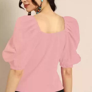 Top chemisier en mousseline pour femmes Looks professionnels et décontractés Excellente qualité Chemisier en mousseline simple et solide - Product Image 4